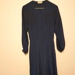 Vintage long sleeve navy midi dress